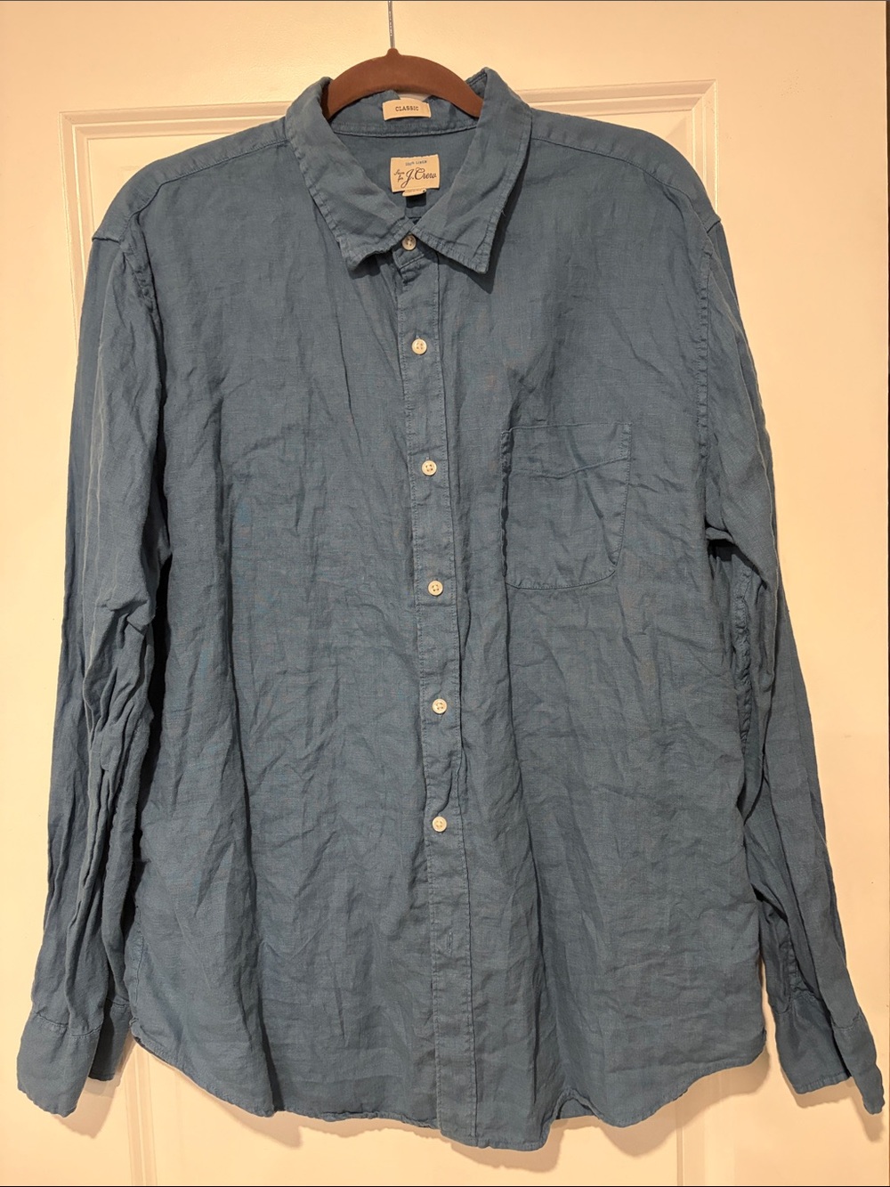 J. Crew Light Blue Linen Casual Button-Down Shirt
